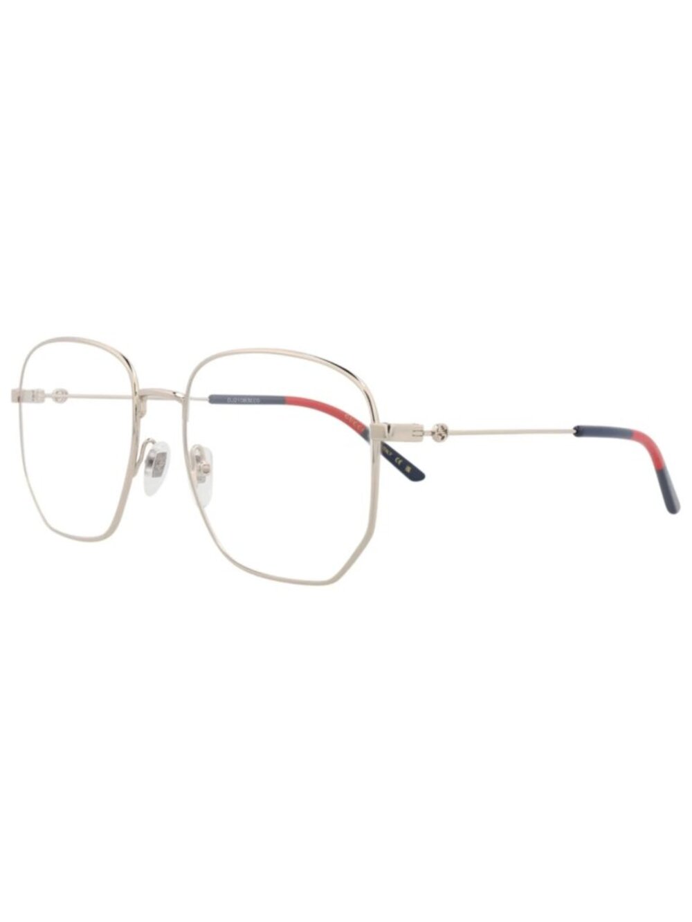 New Gucci Women's Eyeglasses Square Rectangle Metal Frame Gold Gold Transparent